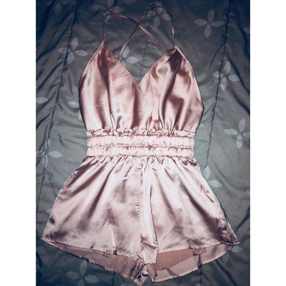 NWOT silky pink romper
